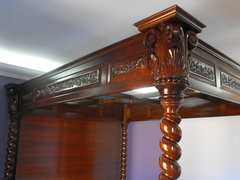 Solid Wood Baldachin Bed with Spiral Columns